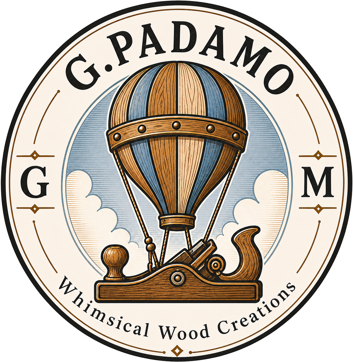 G. Padamo Whimsical Wood Creations logo
